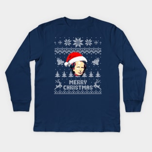 Margaret Thatcher Merry Christmas Kids Long Sleeve T-Shirt